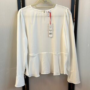 Elle White Blouse with Flare Sleeve and bottom.  Size M